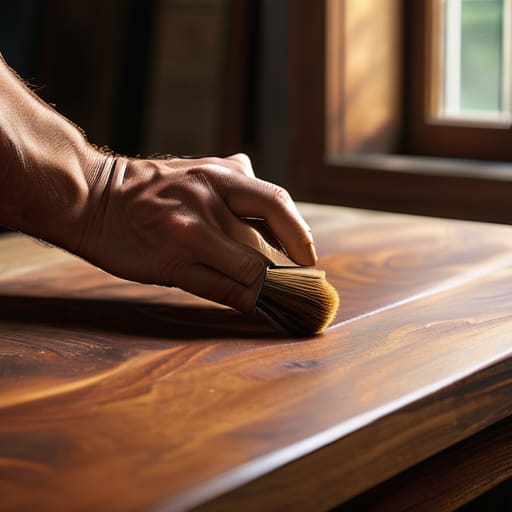Hand-applying stain, the final touch.